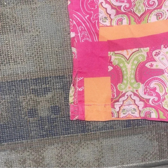 Hawaiian Tropic Vintage 80s Sz 14 Pink Patchwork Ankle Pants - Picture 4 of 10